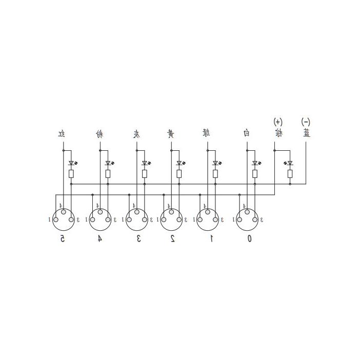 M8分线盒、单通道、PNP、6端口一体式、带LED、PVC非柔性电缆、灰色护套、23P621-XXX